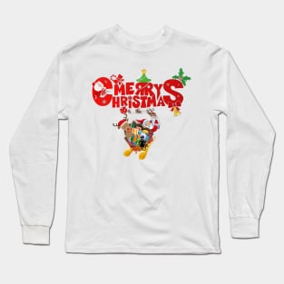 Merry Christmas with black cat and deer Long Sleeve T-Shirt